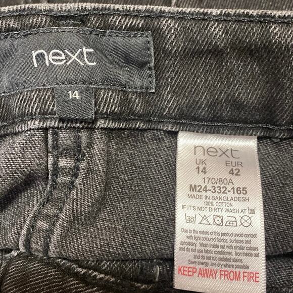 NEXT Women's Black High Waisted Distressed Cutoff Mini Denin Jean Skirt Size 10 - Picture 4 of 4